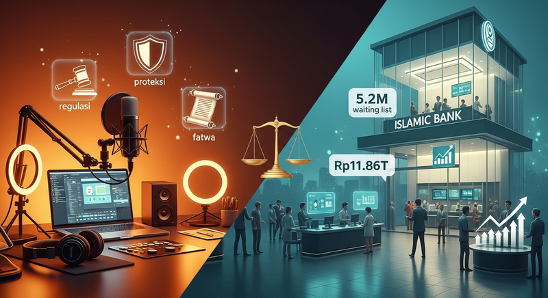 Visualisasi klaim Guru Gembul tentang bank syariah yang tumbuh karena proteksi